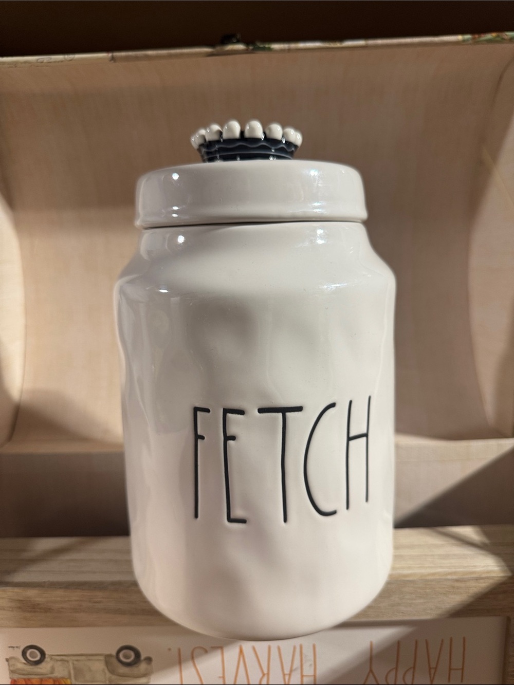 Rae Dunn White 'FETCH' Dog Treat Jar